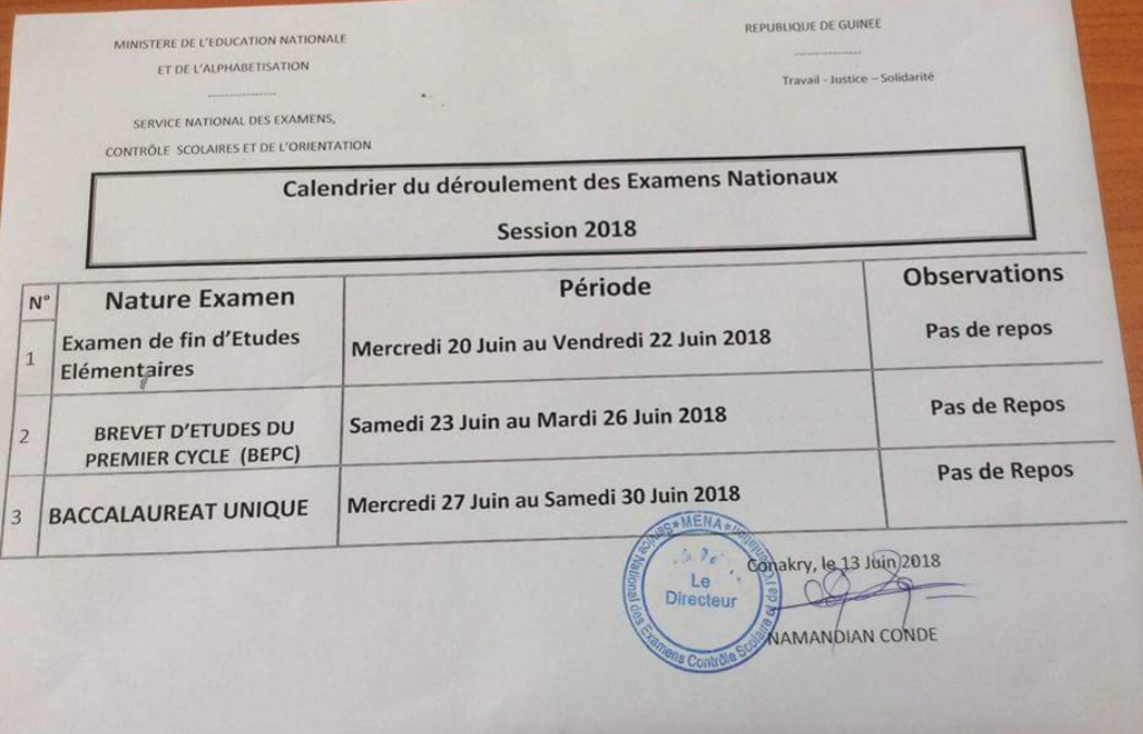 Examens nationaux session 2017 2018 les dates légèrement décalées